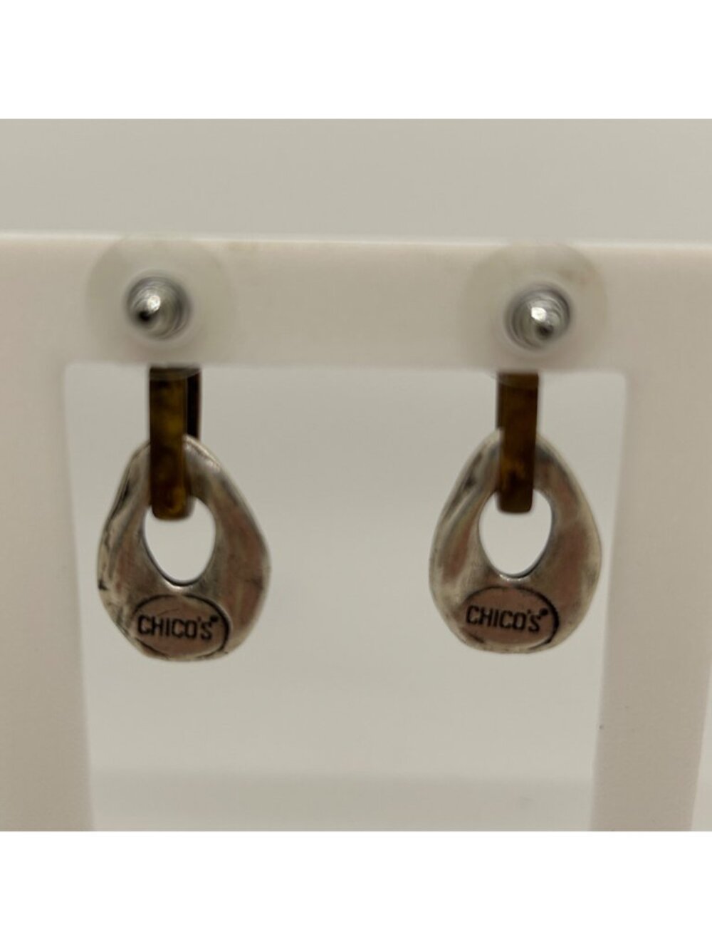 Chicos & Mother Of Pearl Earring Lot Hoop Drop Mixed Metal Pierced Dangle - Picture 5 of 9